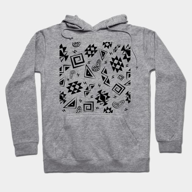 Aztec Vintage Symbols Black Hoodie by JDP Designs